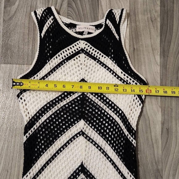 WILLOW & WIND Elegant Black and White Chevron Dress SZ M. - Picture 5 of 7